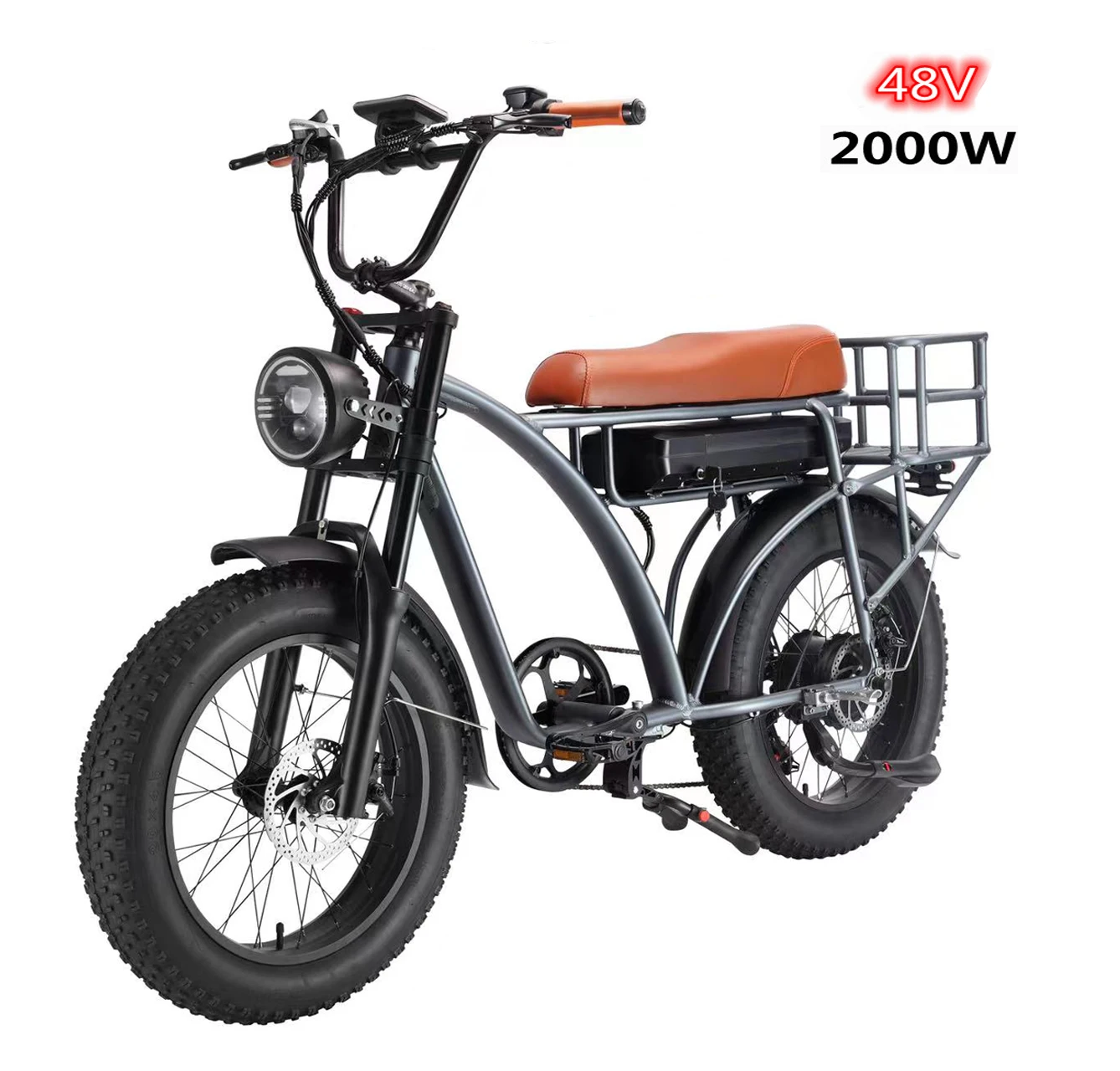 

Double drive Electric Bicycle 48V Powerful Mountain Electric Snowmobile 2000W Front and Rear Motor Motorcycle Ebike