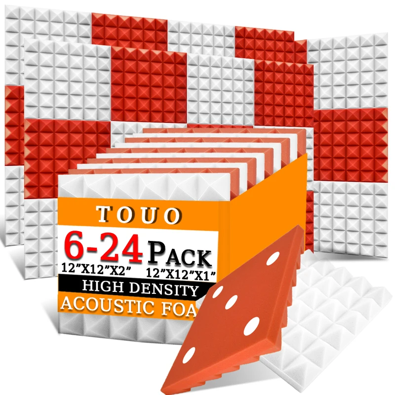 Акустическая пена TOUO Pyramid 6/12/24 шт. звукопоглощающие настенные панели высокой