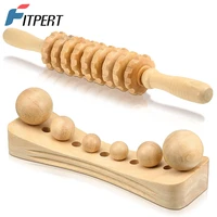 2pcsset wood massage tools anti cellulite wooden massagers wood lymphatic roller psoas muscle release tool with 6 massage balls