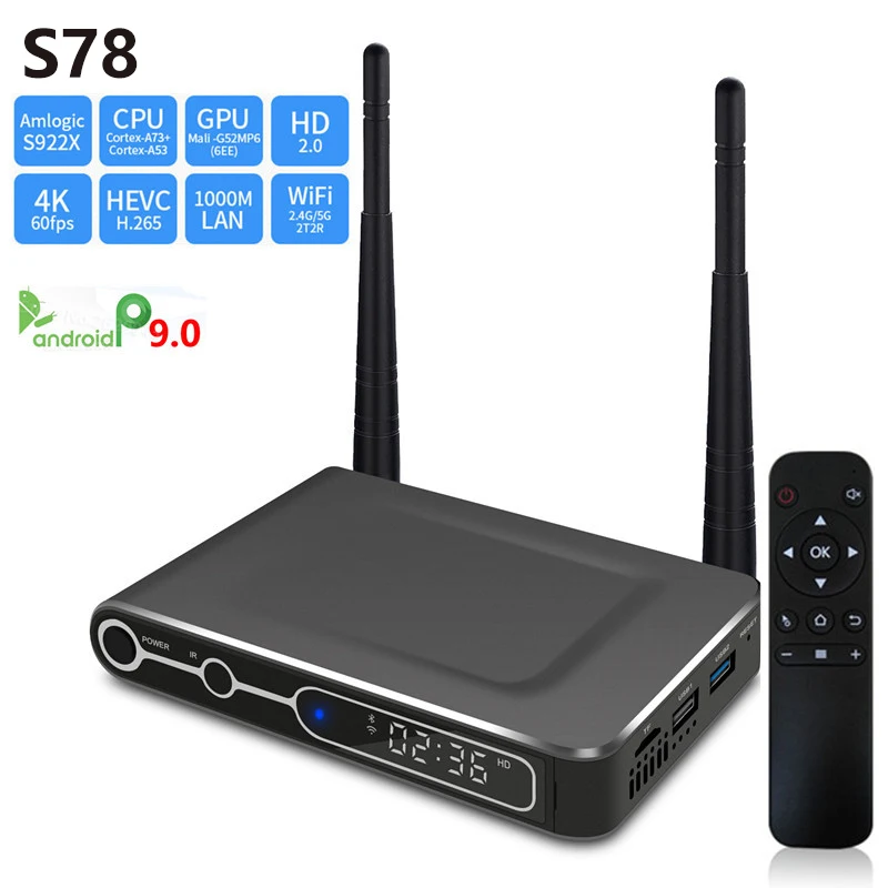 Приставка Смарт-ТВ S78 Amlogic S922X Android 9 0 DDR4 4 + 32/64 ГБ Bluetooth 2 | Электроника