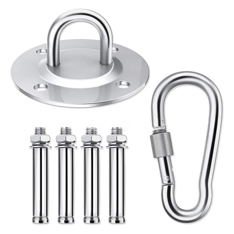 

1Set Hammock Bracket Aerial Yoga Hanging Disk Spring Hanging Chair Accessories 304 Stainless Steel Silver Hanging Bracket