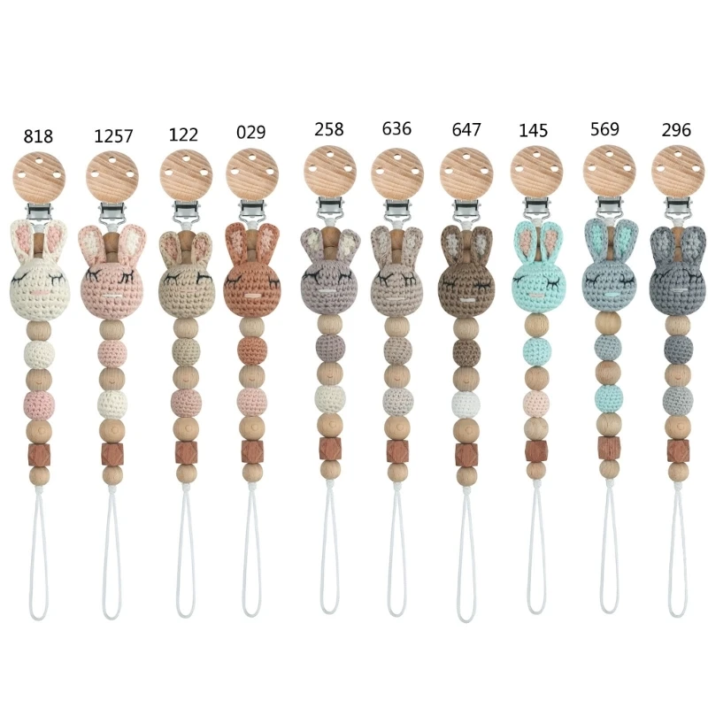 

Anti-drop Pacifier Clip Crochet Bead Baby Teether Clip Cute Infant Chewing Gift