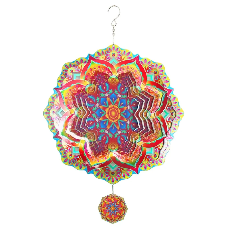 

Mandala Wind Chime 3D Rotating Wind Chimes Luxury Art Garden Hanging Outdoor Decoration For Ornaments