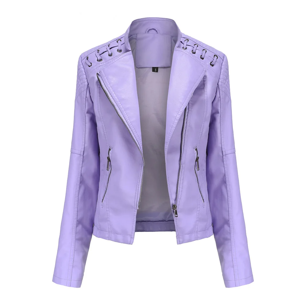 New Women's Leather Short Jacket Slim Thin Leather Jacket