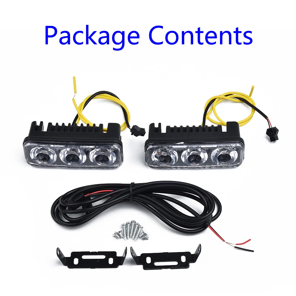 

2pcs/set Universal Car Daytime Running Lights 3-LED Super Xenon White Amber Turn Signal Front Fog Lamp For Cars SUV