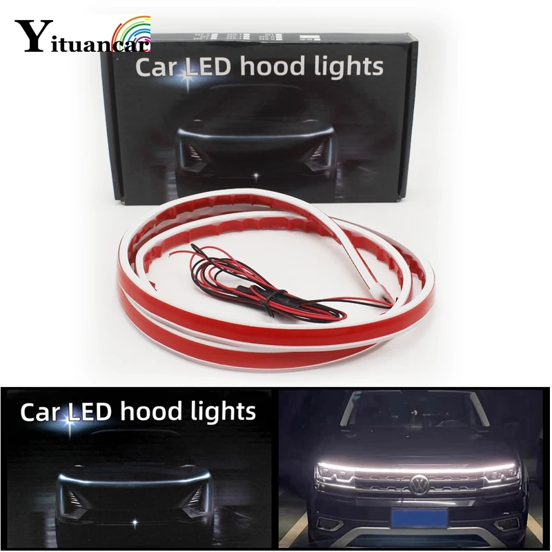 

Yituancar 1Pcs/Set Car LED Hood Light Styling Strip Auto Engine Guide Decorative Ambient DRL DC12V Modified Daytime Runnig Lamp