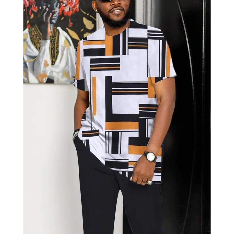 Men's Tracksuit 2 Piece Sets Summer Sport T-shirts Trousers Joogers Jogging Tracksuit Oversized Men Trousers Tracksuit set