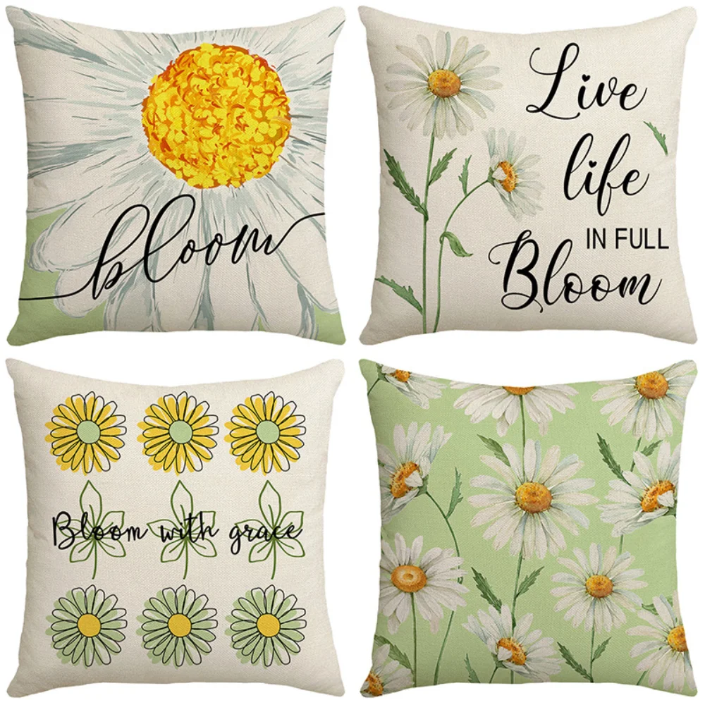 

Spring Home Decor Cushion Cover 45X45 Cm Living Room Bedroom Decorative Polyester Pillowcases Flowers Bike Printed Pillow Cover