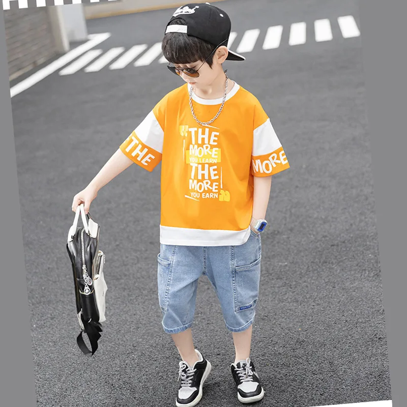 

Children Summer Boys Clothes Set T shirt + Pants Casual Sports Suits Kids Clothing Tracksuit Teen Outfit 4 6 8 9 10 12 Years