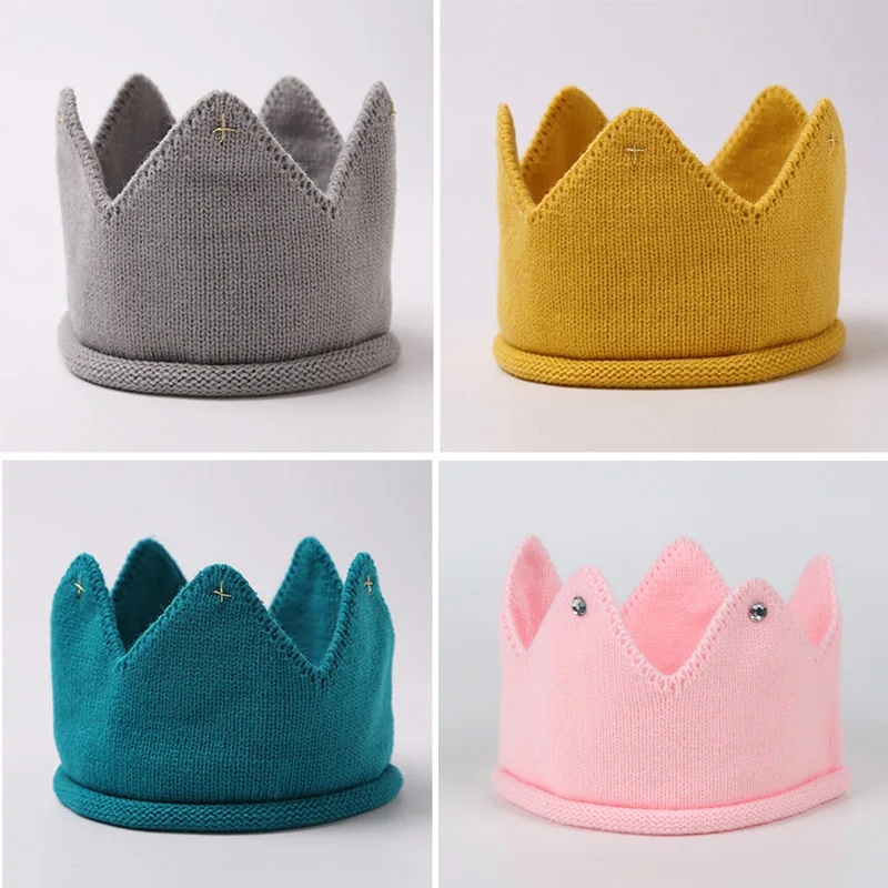 

Crown Baby Hat Photography Props Autumn Winter Knit Newborn Baby Girl Boy Hat Turban Infant Toddler Beanie Cap