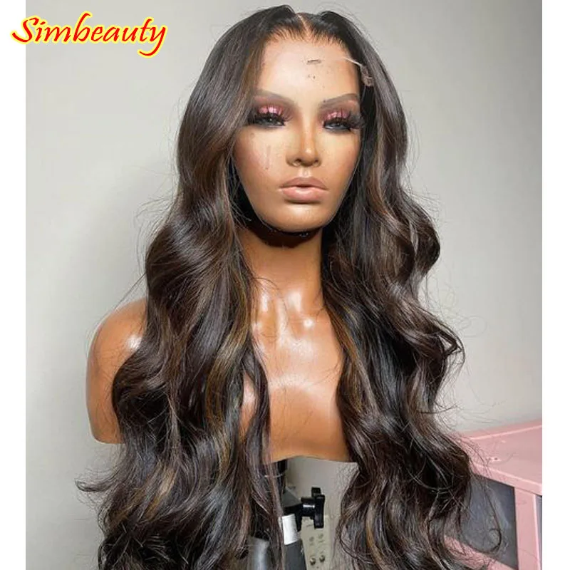 

Glueless Wavy Highlight Blonde 13x6 Lace Front Human Hair Wigs Remy 200Density Pre Plucked 360 Lace Wigs with Natural Hairline