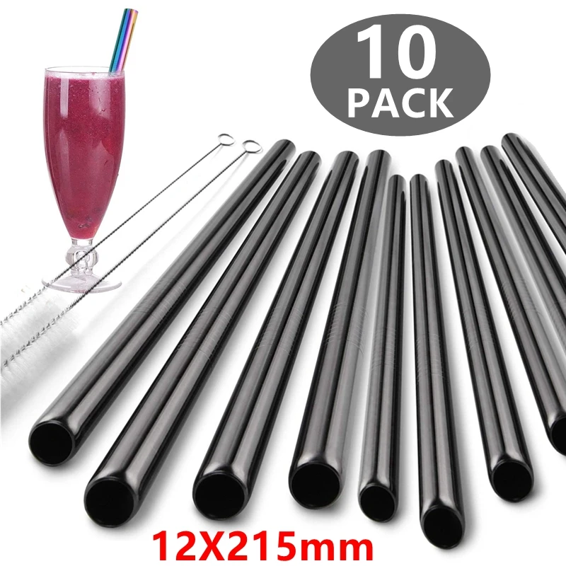 

Smoothie Drinking 304 Eco-friendly Boba Straw Metal Bubble Steel 12mm Angled Set Straws Reusable Tea Stainless Bent Tips For