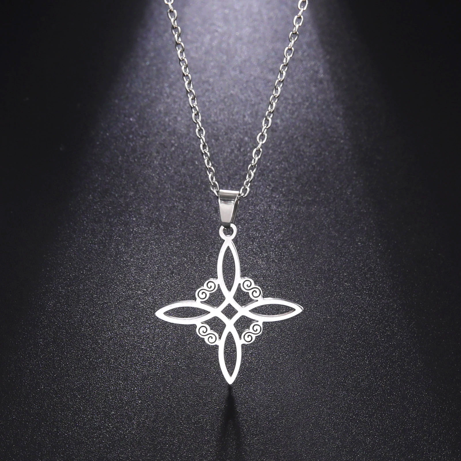 Skyrim Wicca – collier à nœud de sorcière en acier inoxydable  colliers ras du cou  amulette