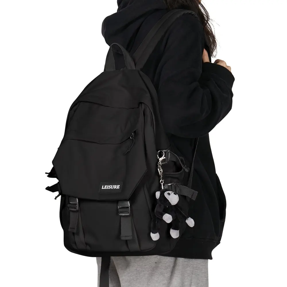 

School Backpack Waterproof Black Bookbag College High School Bags For Boys Girls Lightweight Travel Rucksack Casual Daypack Lapt