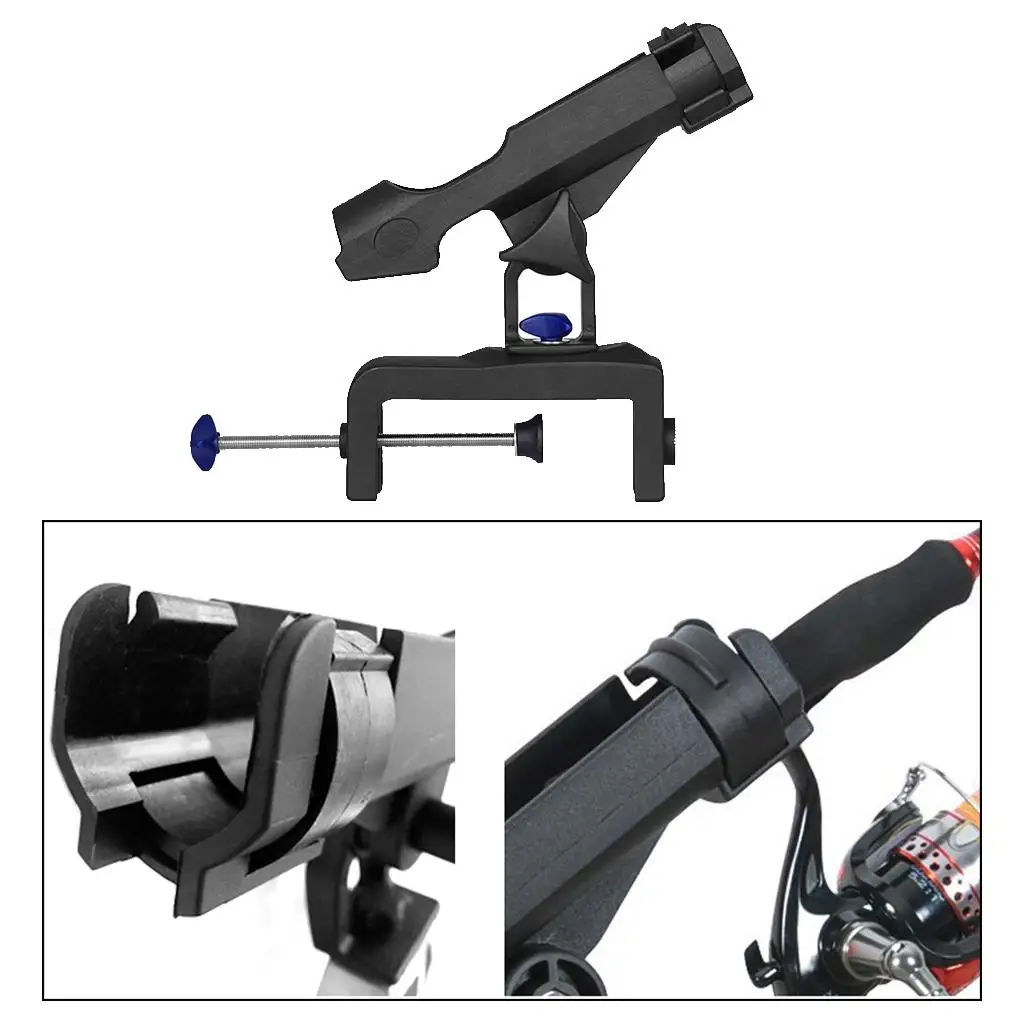 

Сверхмощный регулируемый держатель удочки на 360 градусов с большим зажимом, открывающимся макс. 4,75 дюйма, черный нейлон