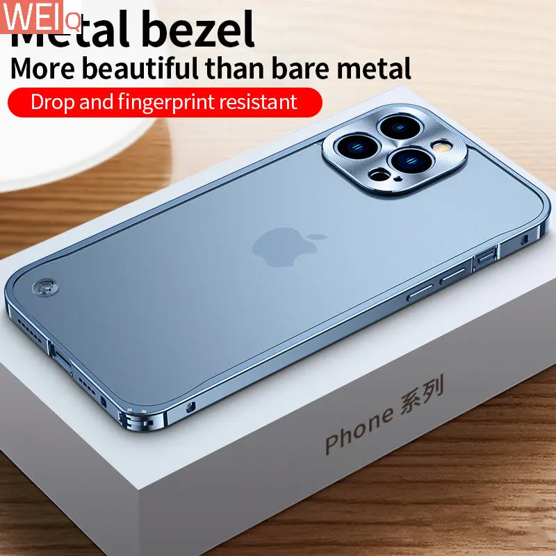 

Luxury Metal Frame Lens Protection Cap Aluminum Phone Case For iPhone 13 Pro 14 Pro Max 12 Pro Max 11 Matte Translucent Cover