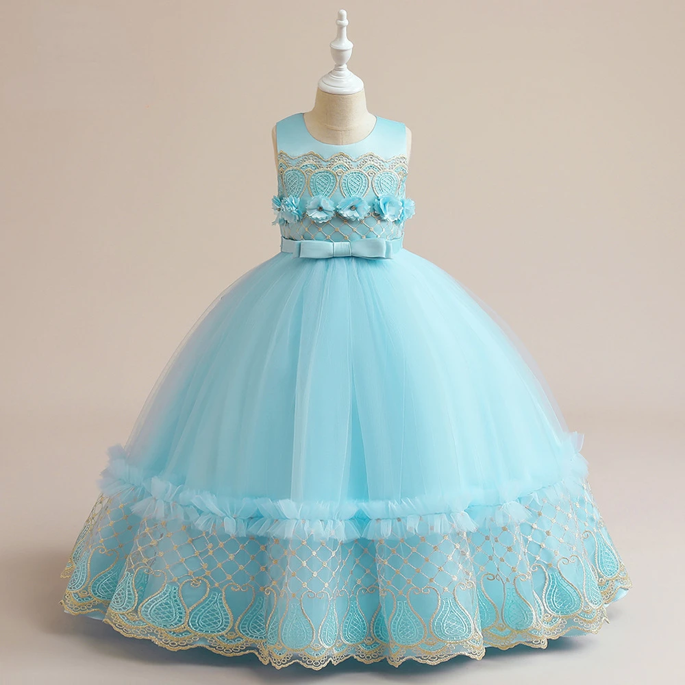 

MODX Child Embroidery Girls' Dress Birthday Wedding Girl Host Evening Gown Girl Ball Gown Princess Dress Party Vestidos 2023