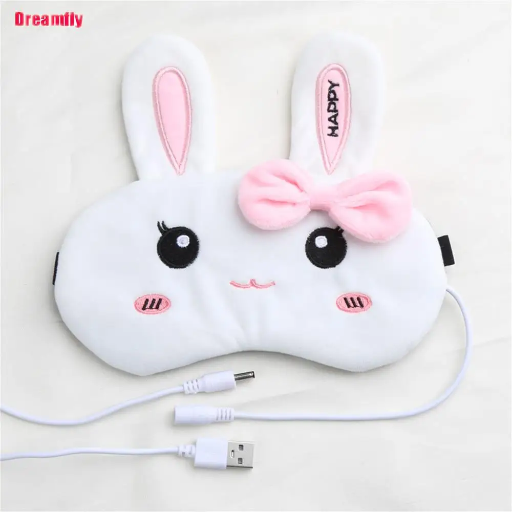 

USB Heated Cartoon Eye Mask Reusable Steaming Eye Mask Eye Massager For Sleeping Eye Puffiness Anti Dark Circle Patch Eye Care