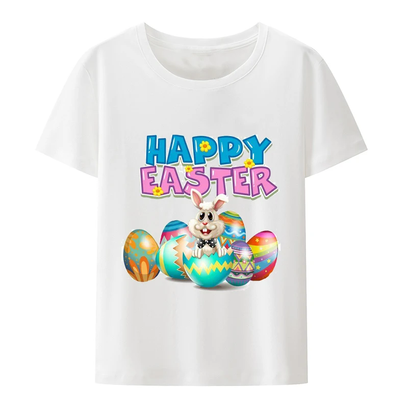 

Счастливая Пасха, футболка, Милая женская футболка с принтом пасхальных яиц, подарок, футболки с графическим принтом Y2K