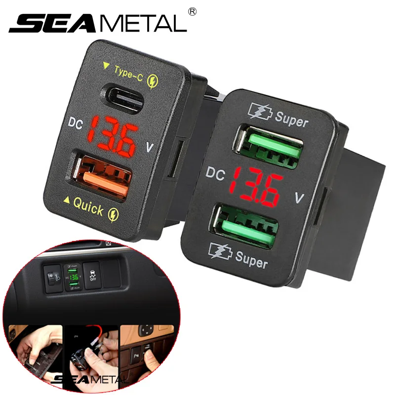 Modified Power Adapter for Toyota Car: SEAMETAL 12-24V USB Type-C PD 36W Dual Ports Car Phone Charger with Fast Charging Modified Power Adapter for Toyota Car: SEAMETAL 12-24V USB Type-C PD 36W Dual Ports Car Phone Charger with Fast Charging
