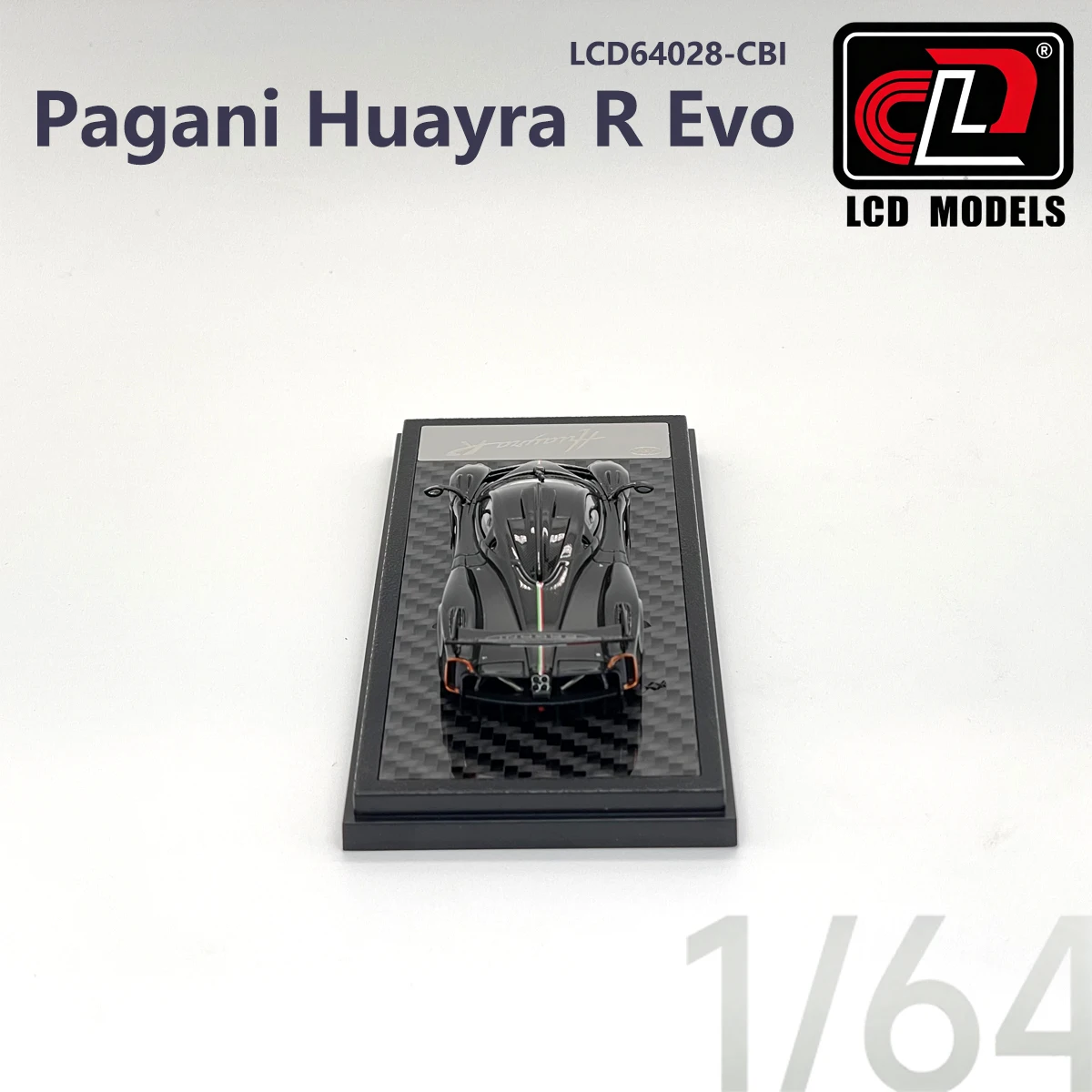 Фото LCD64028-CBI 1:64 Pagani Huayra R Carbon Black с итальянским флагом, коллекционная модель автомобиля из сплава, коллекция хобби-суперкаров. №5