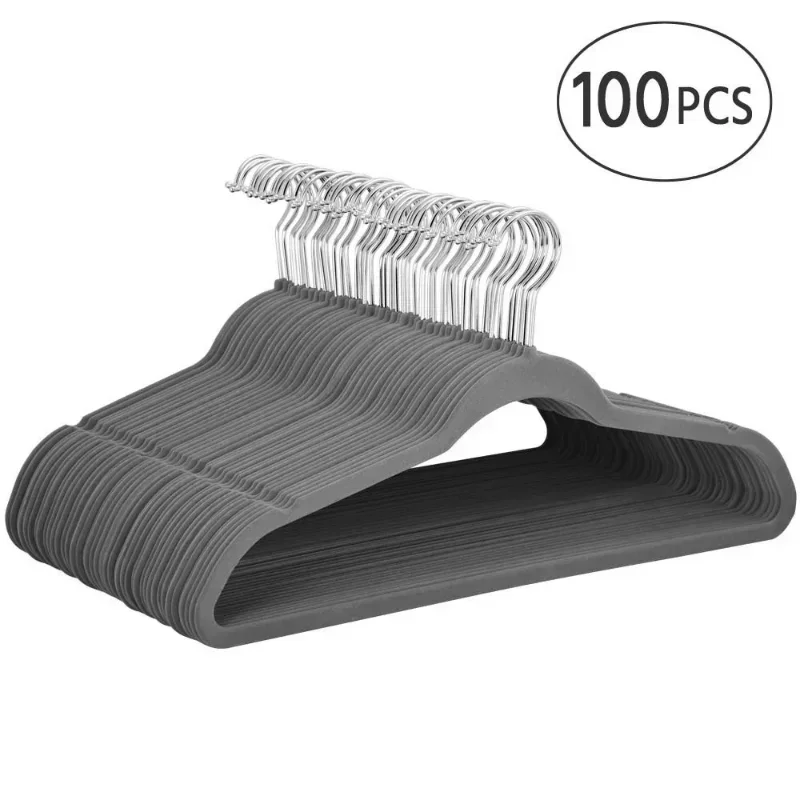 

Clothes Hanger 100 Pack Hangers for Clothes Easyfashion Heavy Duty Non Slip Velvet Clothing Hanger