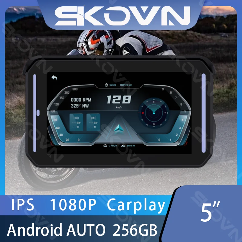 

5 Inches Motorcycle GPS 1080P Carplay Android AUTO Dashcam With WIFI Dual Lens Motorcycle Black Box Night Vision Video Recorder
