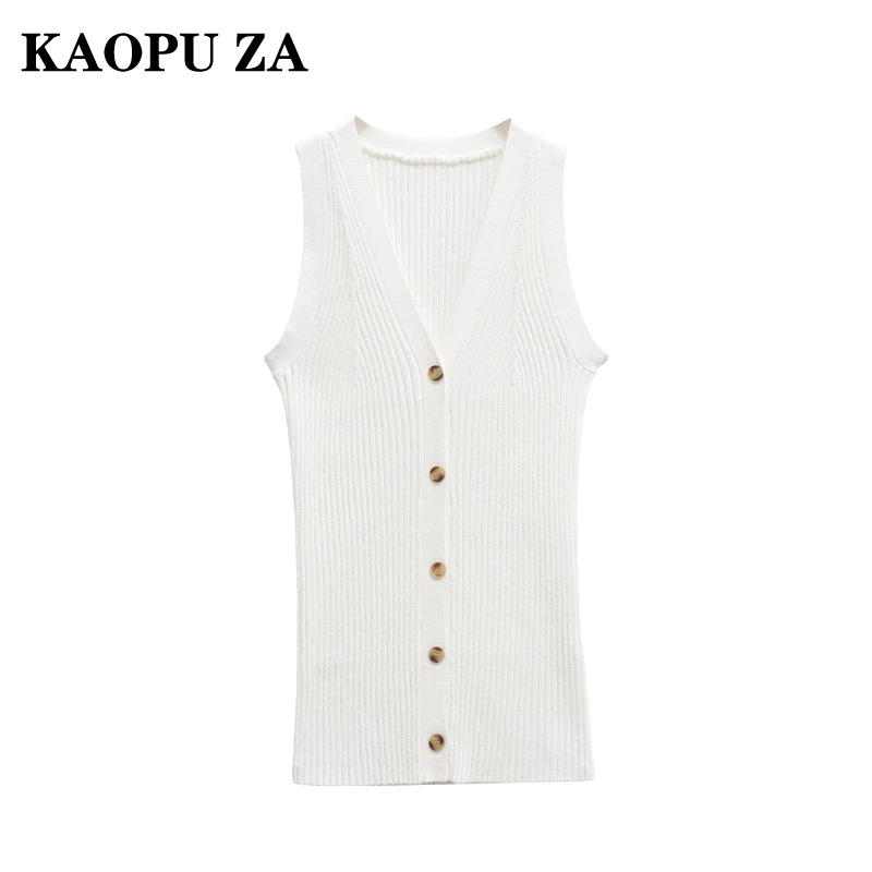 KAOPU ZA 2024 новый осенний женский повседневный свитер без рукавов с v-образным