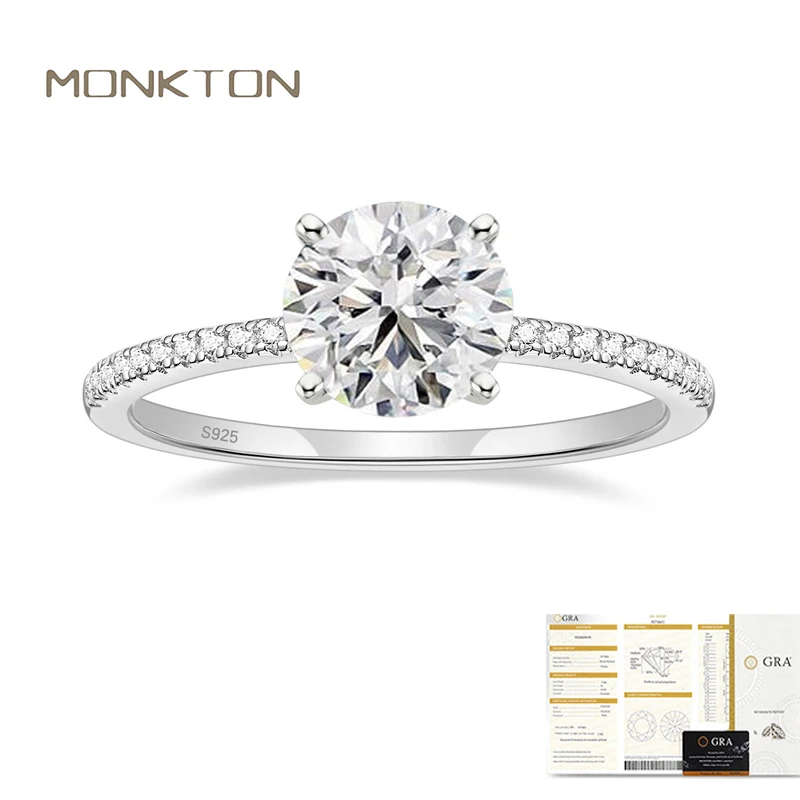 

Monkton 2023 Trend Women 1.2CT Moissanite Ring Luxury Brand 925 Sterling Silver Female Jewelry For Engagement Certified Rings
