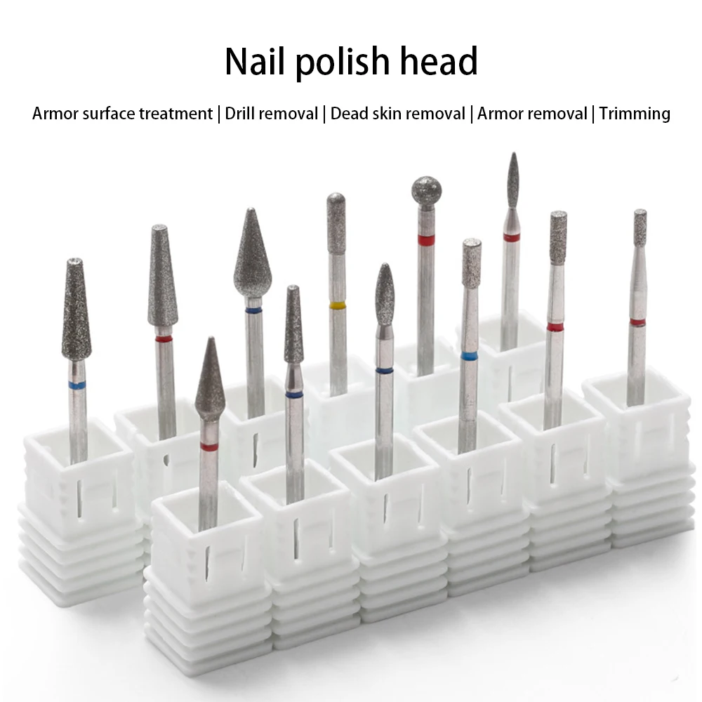 

12 Types Nail Drill Bits Diamond Polishing Heads Nails Repair Peeling Tools Manicure Milling Gel Polish Remover Cutter Supplies