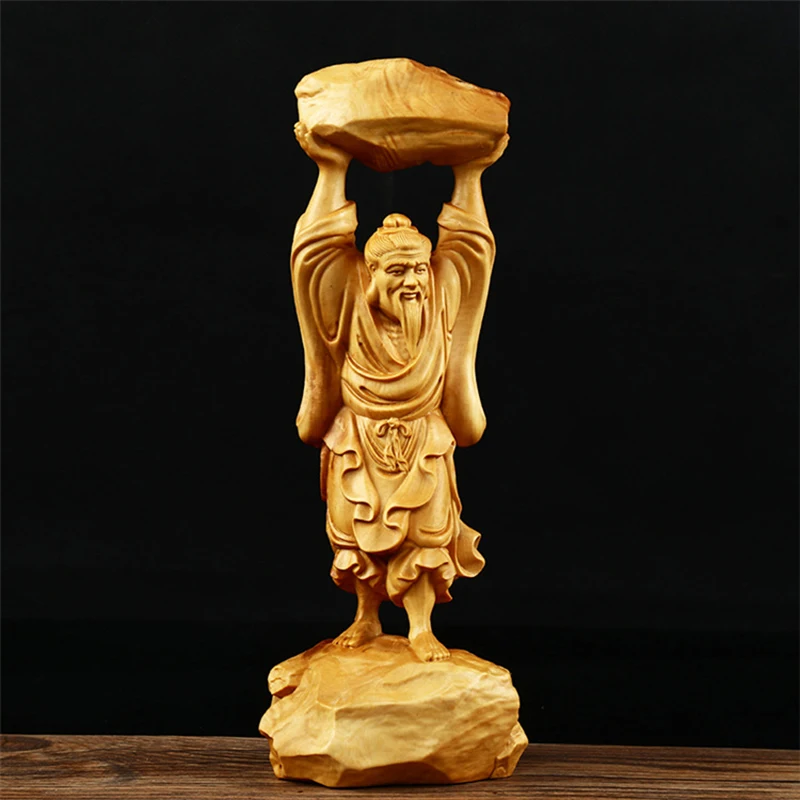 XS265-20 ручная резьба из самшита по мифи фигурка персонажа человека движущаяся гора