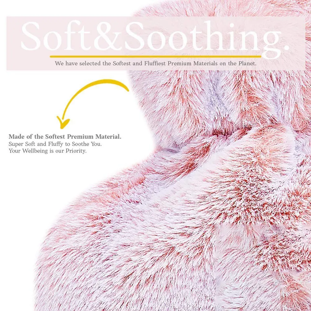 Hot Water Bottle Bed Warm Waist Warm Back Hot Water Bottle with Super Soft Plush Material Cover,A