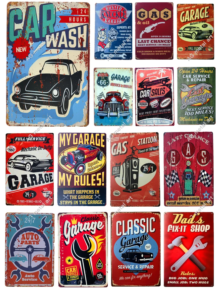

Vintage Metal Tin Sign Plaque Vintage DAD'S GARAGE Retro Garage Car Repair Man Cave Home Wall Art Decor Posters