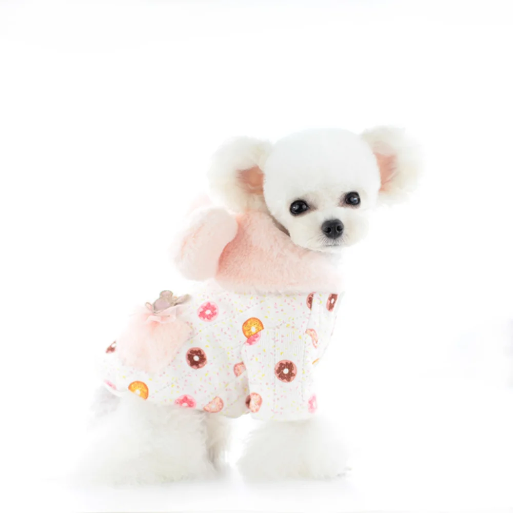 

ABQP Small Dog Clothes Autumn Winter Warm Jumpsuit Cat Sweet Cartoon Wool Sweater Puppy Thick Hoodie Yorkshire Poodle Bulldog