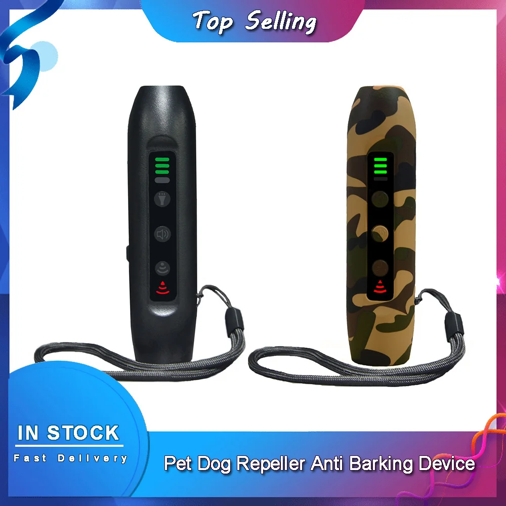 Pet Dog Repeller Anti Barking Stop Bark Training Device Trainer LED Ultrasonic Anti Barking Ultrasonic with 3W Flashlight Repell