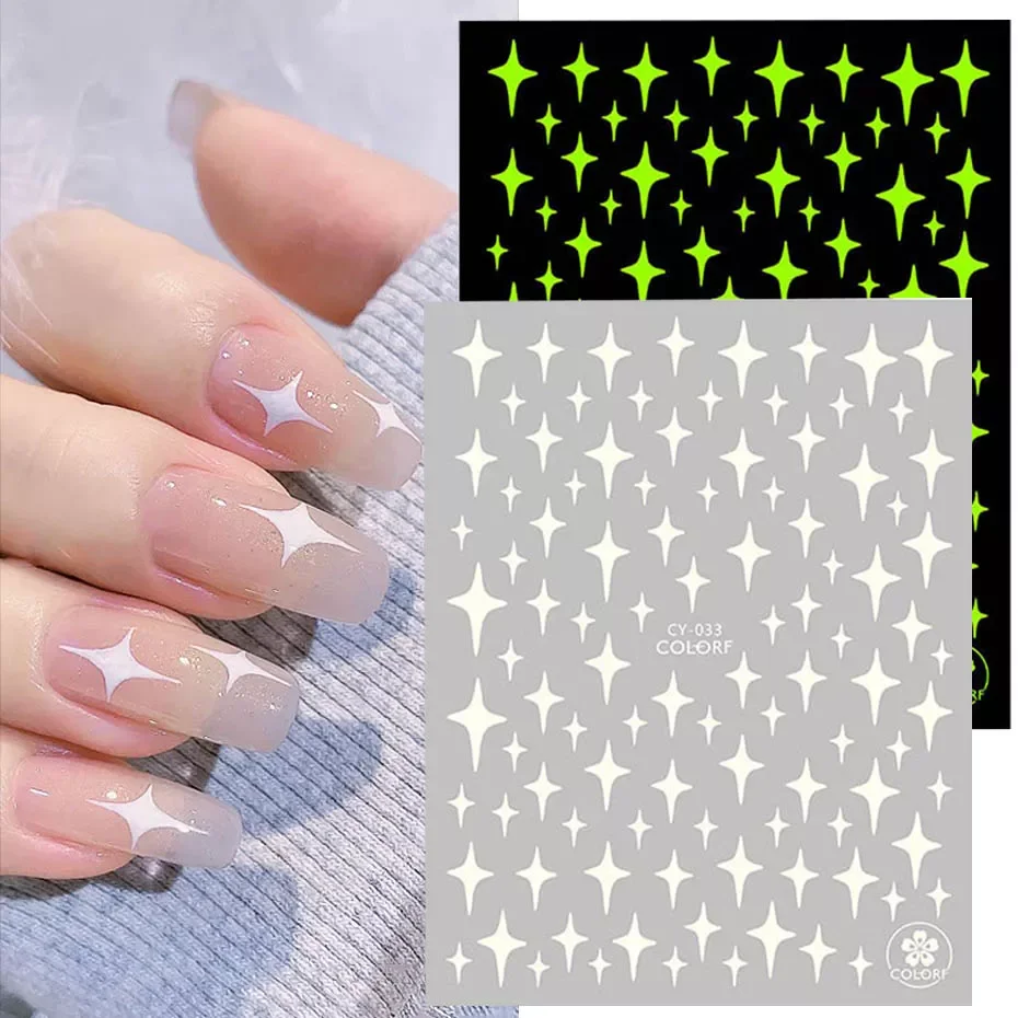 

Luminous Effect 3D Nail Polish Sticker Flame Butterfly Rose Star Nail Art Glitter Decal Glowing in Dark Slider Decor CHCY028-036