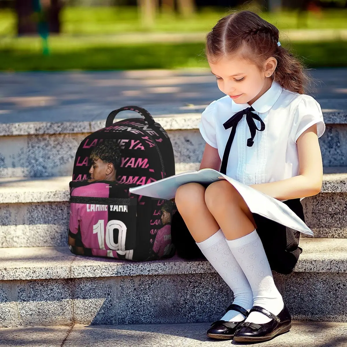 Lamine Yamal Student School Bookbag Холщовый рюкзак для начальной школы Дорожные сумки колледжа