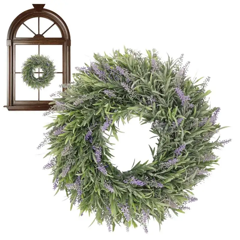 

Lavender Wreath Handmade DIY Natural Rattan Valentines Day Artificial Flowers Wreaths Holiday Furniture Decoration For Home Door