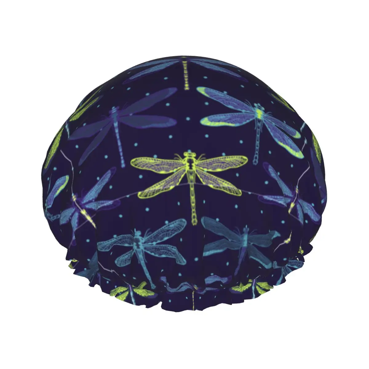 

Dragonflies Waterproof Shower Cap with Elasticized Hem Reversible Design for Shower Sleeping Bonnet Cap for All Hair Lengths