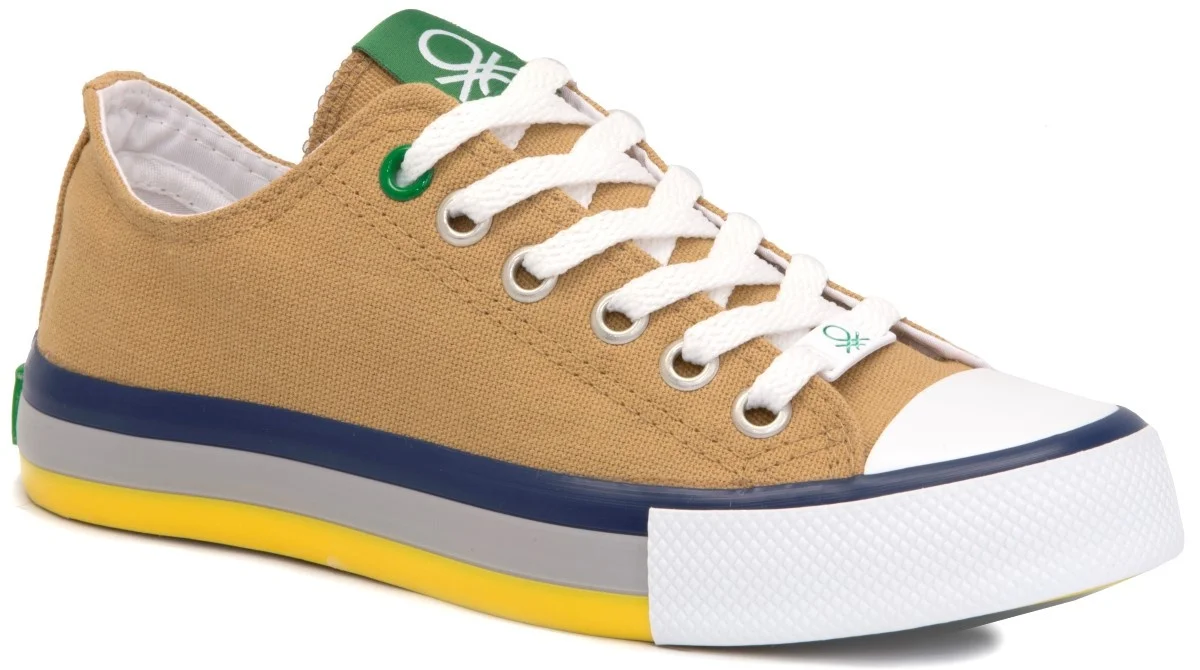 

United Colors Of Benetton 30542 Camel 2021 Summer Season Women Shoes Linen Colorful Sneakers Tied Casual Hiking Breathable Street Holiday