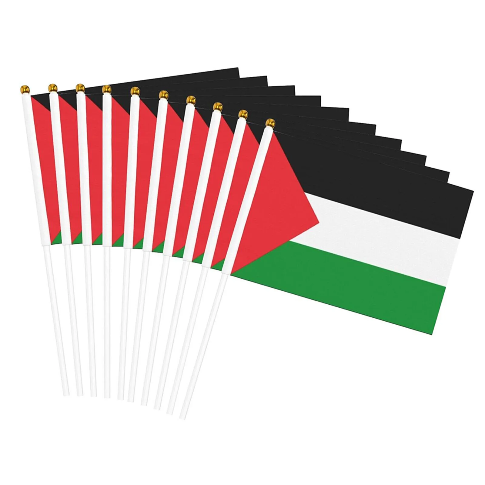 

100PCS Palestine Flag Small With Pole 14x21cm Palestine Hand Waving Flag Hand Flag Ome Decoration Palestine National Hand Flag