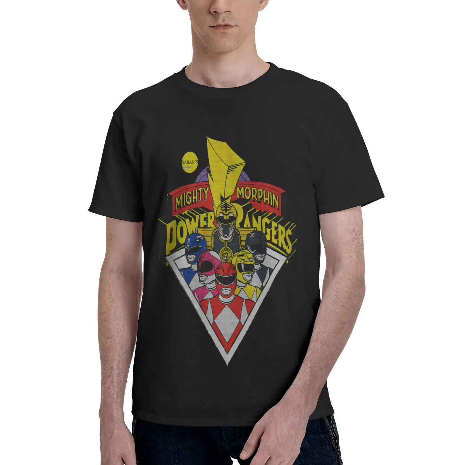 

Постер Sabans Mighty Morphin, Официальная футболка большого размера, мужская одежда Манга футболка для пары, мужские рубашки из аниме, мужская одежда