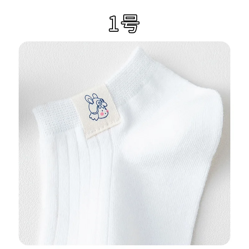 HSS Brand 5Pairs/Lot Women's Socks Summer Thin White Sock Cute Cloth Label Cartoon Girl Low Tube Socks calcetines de niña