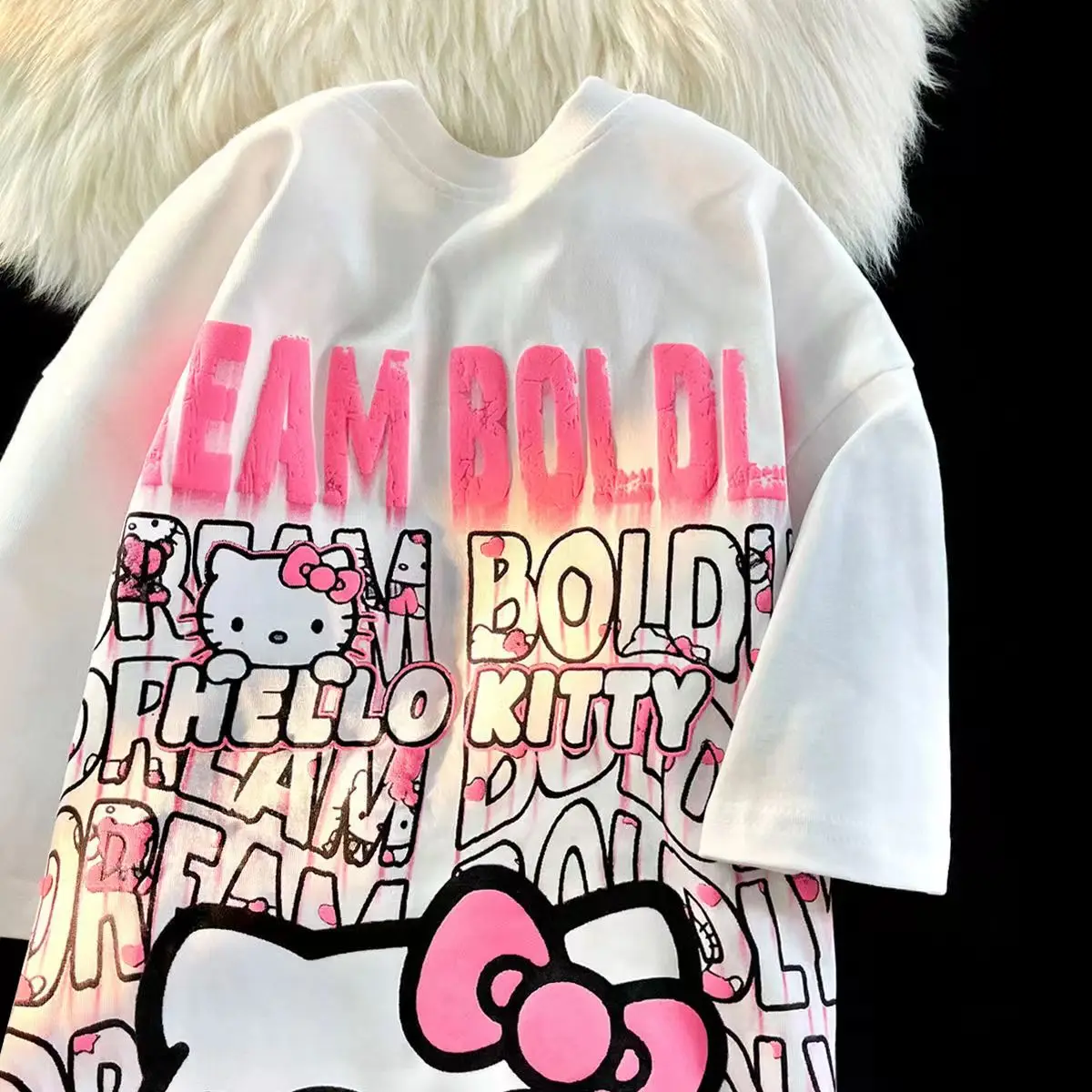 Женская свободная дышащая футболка летняя одежда с коротким рукавом в стиле