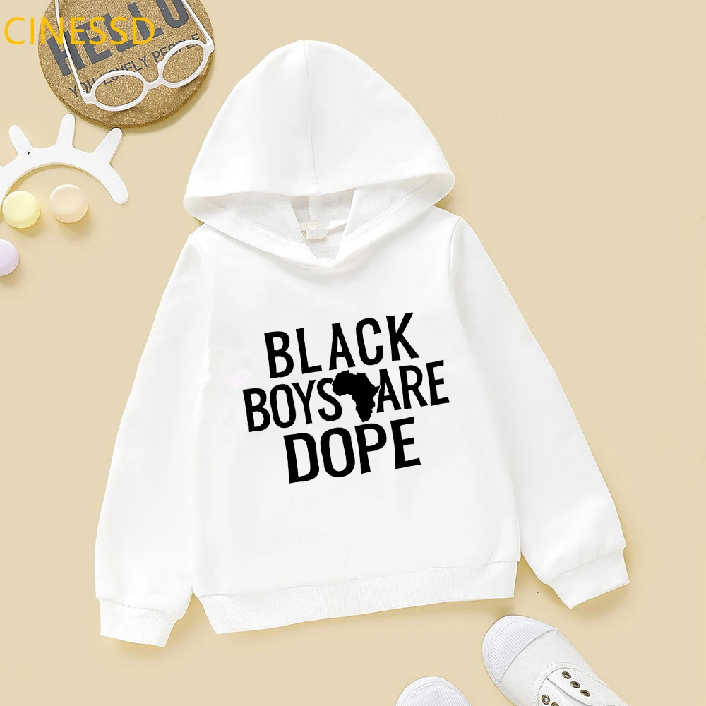 

Playing Basketball Hoodies Little Melanin King Funny Black Boys Are Dope Autumn Winter Children Clothes Outerwear Velvet Fleece