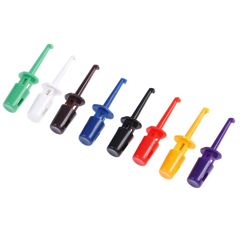 

10/12Pcs Mini Single Test Hook Clip Test Probe For Electronic Testing IC Grabber Large Size Round Crocodile Clip Hook Test Clip