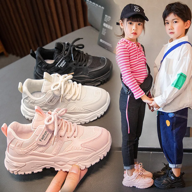 Mesh Breathable Little Girl Shoes Non Slip Boys' Casual Runn