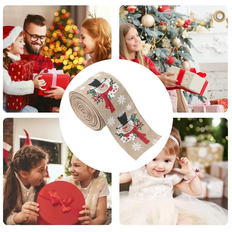 Рождественская лента из мешковины гирлянда ротанга с бантом мультяшная