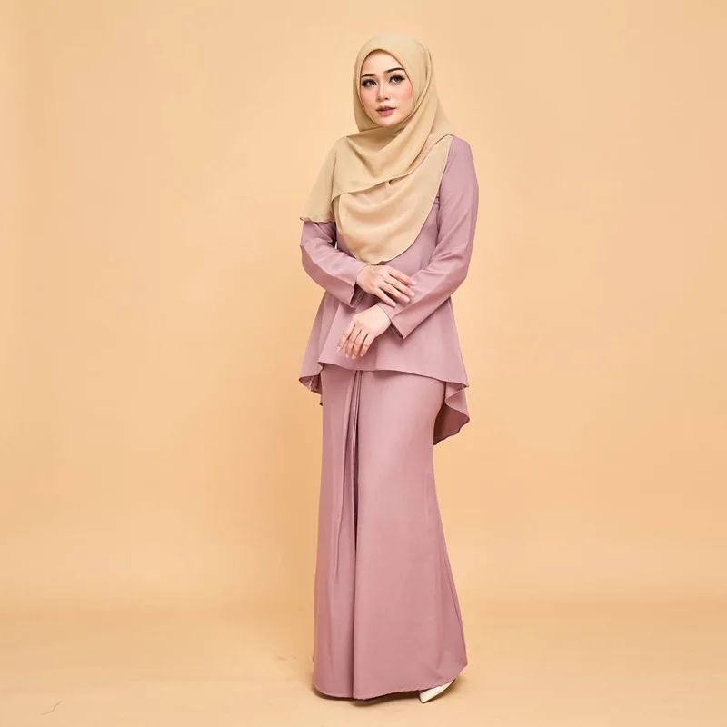 

2023Women Muslim Dress Sets Ramadan Long Sleeve Blouses Tops Sets 2 Piece Sets Islam Outfits Maxi Skirts Islamic Clothing