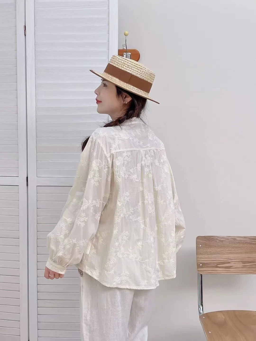 Новинка осенняя хлопковая рубашка с длинным рукавом женские кружевные топы со